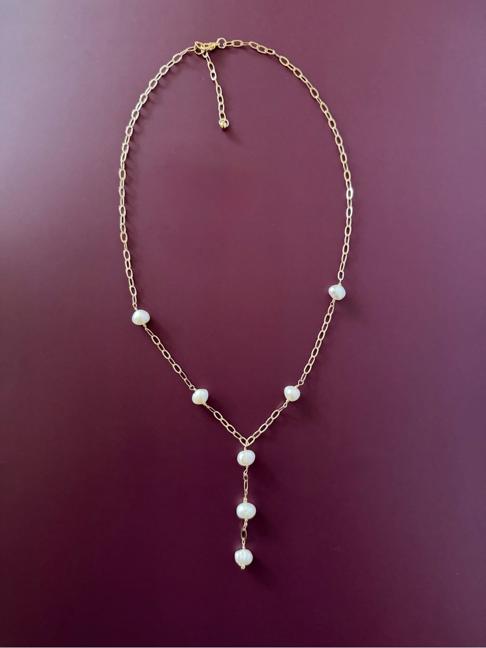 Gold Pearl Y-Drop Necklace - Elegant Women's Jewelry